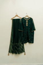 3 Piece Green Shirt, Plazo & Dupatta