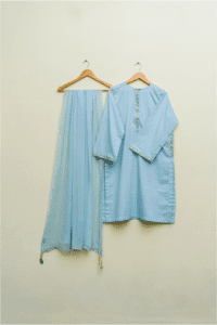 3 Piece Sky Blue Lawn Shirt & Dupatta - Image 6