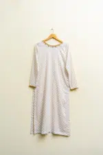 3 Piece White Gold Shirt, Plazo & Dupatta - Image 2
