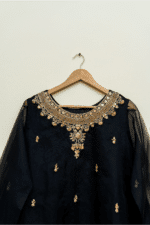 Black Organza Frock & Dupatta - Image 3