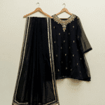 Black Organza Frock & Dupatta