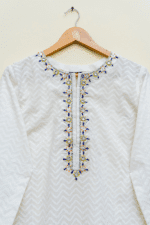 3 Piece White Shirt & Dupatta - Image 5