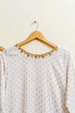 3 Piece White Gold Shirt, Plazo & Dupatta - Image 3