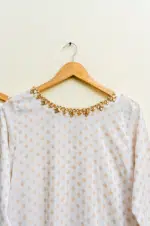 3 Piece White Gold Shirt, Plazo & Dupatta - Image 3