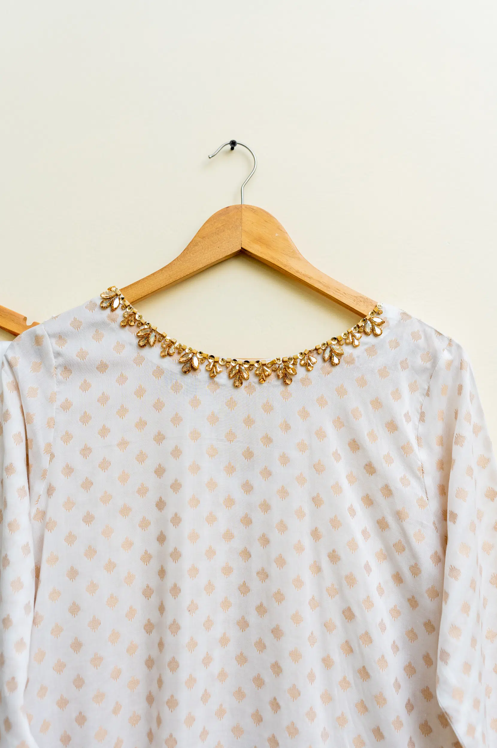 3 Piece White Gold Shirt, Plazo & Dupatta - Image 3