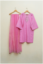 3 Piece Pink Lawn Shirt & Dupatta - Image 5