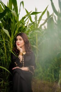 3 Piece Black Shirt, Dupatta & Trouser - Image 2