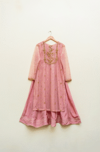 3 Piece Pink Frock Dupatta & Trouser - Image 8