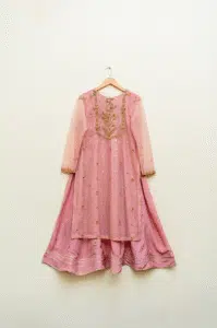 3 Piece Pink Frock Dupatta & Trouser - Image 8