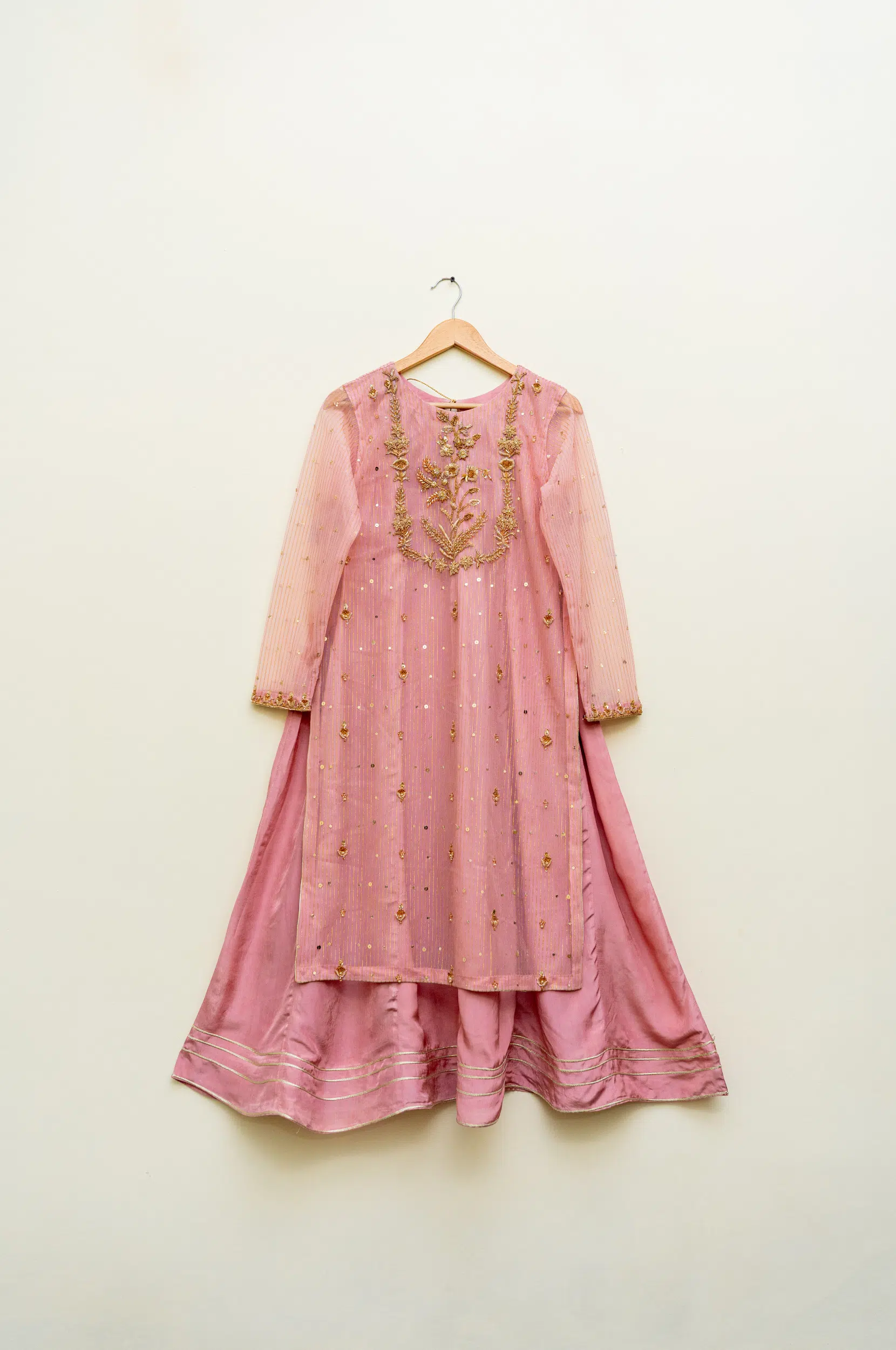 3 Piece Pink Frock Dupatta & Trouser - Image 8