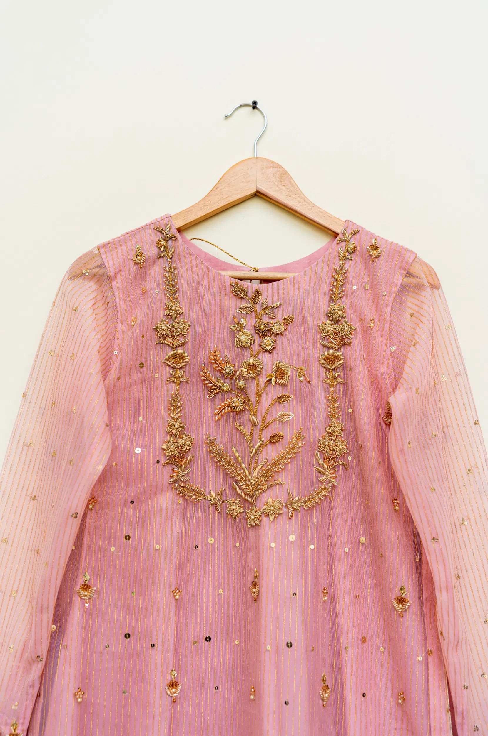 3 Piece Pink Frock Dupatta & Trouser - Image 9