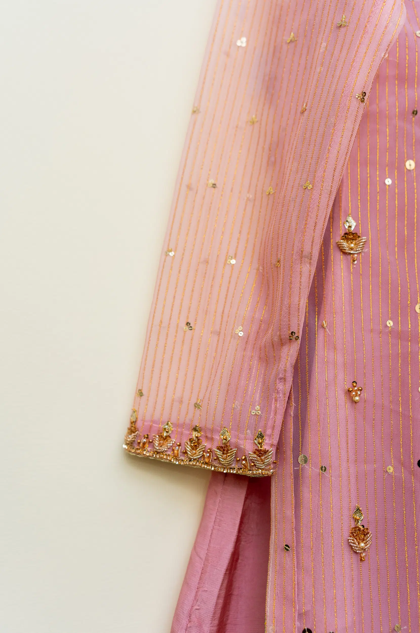 3 Piece Pink Frock Dupatta & Trouser - Image 10