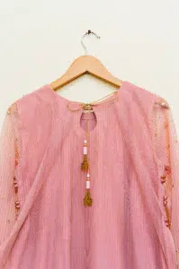 3 Piece Pink Frock Dupatta & Trouser - Image 11