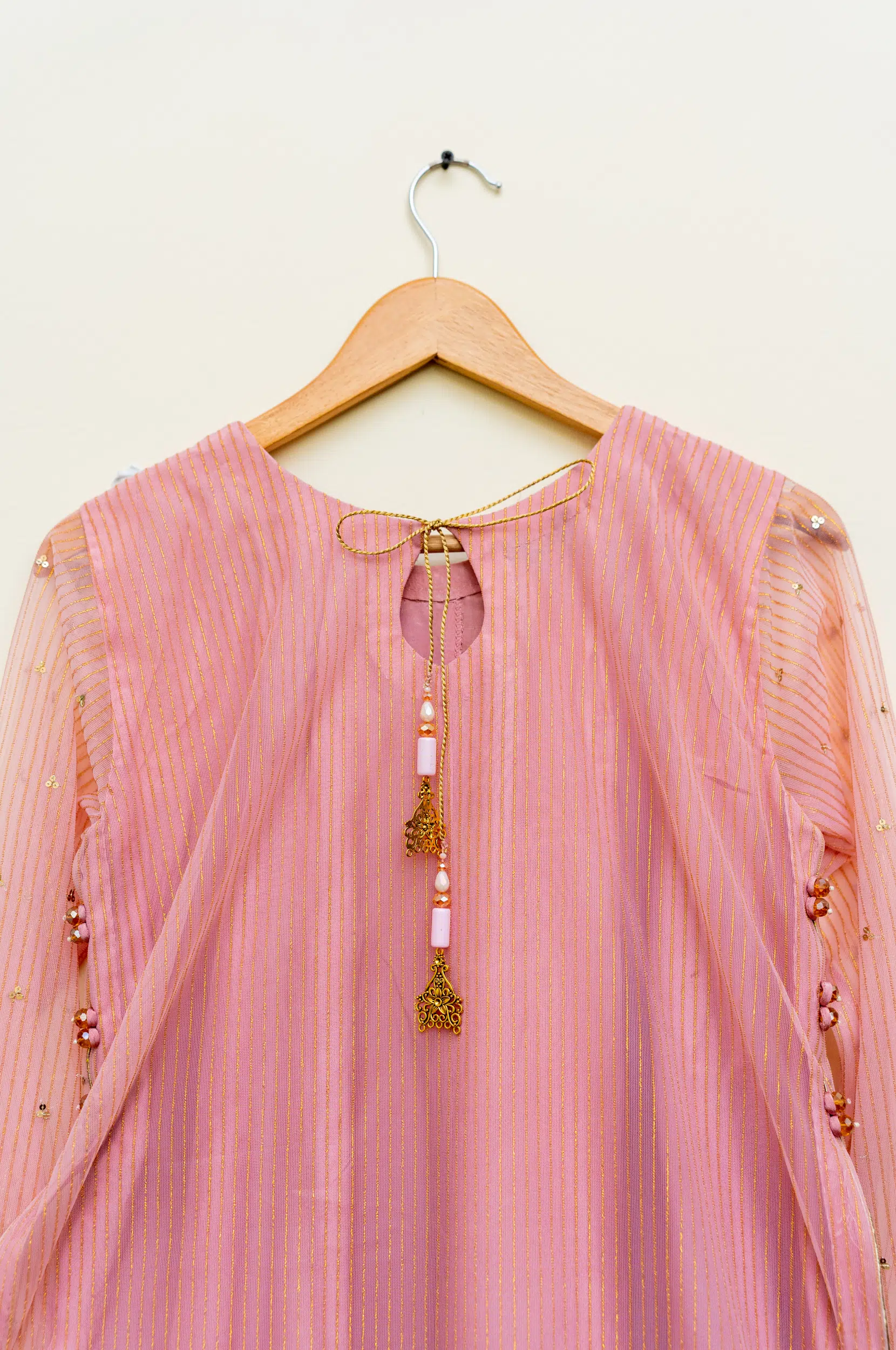 3 Piece Pink Frock Dupatta & Trouser - Image 11