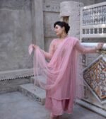 3 Piece Pink Frock Dupatta & Trouser - Image 2