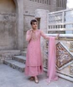 3 Piece Pink Frock Dupatta & Trouser - Image 6