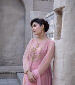3 Piece Pink Frock Dupatta & Trouser - Image 4