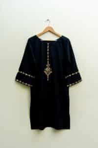 3 Piece Black Shirt, Dupatta & Trouser - Image 3