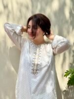 3 Piece White Shirt & Dupatta