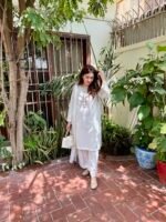 3 Piece White Shirt & Dupatta - Image 2