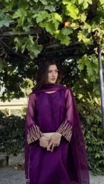 3 Piece Purple Shirt Dupatta & Trouser - Image 7