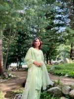 3 piece Pista Silk Shirt, Trouser & Dupatta