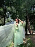 3 piece Pista Silk Shirt, Trouser & Dupatta - Image 3