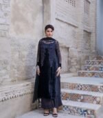 Four Piece Palachi Velvet Shirt, Inner, Dupatta & Plazo - Image 2