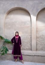 3 Piece Purple Velvet Shirt, Dupatta & Trouser - Image 7