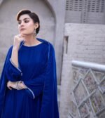 3 Piece Royal Blue Velvet Shirt, Dupatta & Plazo - Image 2