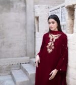 3 Piece Velvet Shirt Mukaish, Dupatta & Trouser - Image 2