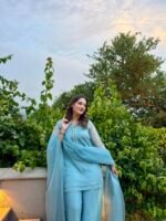 3 Piece Organza Shirt, Plazo & Trouser - Image 3