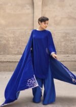 Royal Blue Velvet Shawl - Image 4