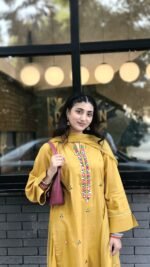 3 Piece Mustard Shirt, Trouser & Dupatta - Image 2