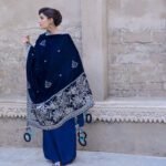 Dark Blue Velvet Shawl