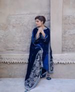Dark Blue Velvet Shawl - Image 4