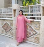 3 Piece Net Shirt, Plazo & Dupatta - Image 5